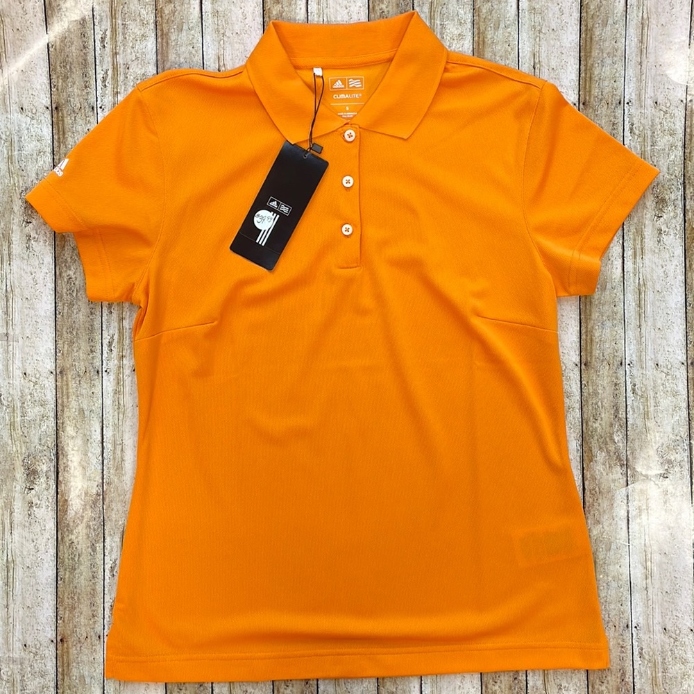 NWT orange adidas climalite polo.